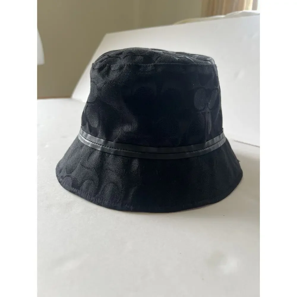 Coach Monogram Jacquard Bucket Hat Black Y2K Vintage size p/S